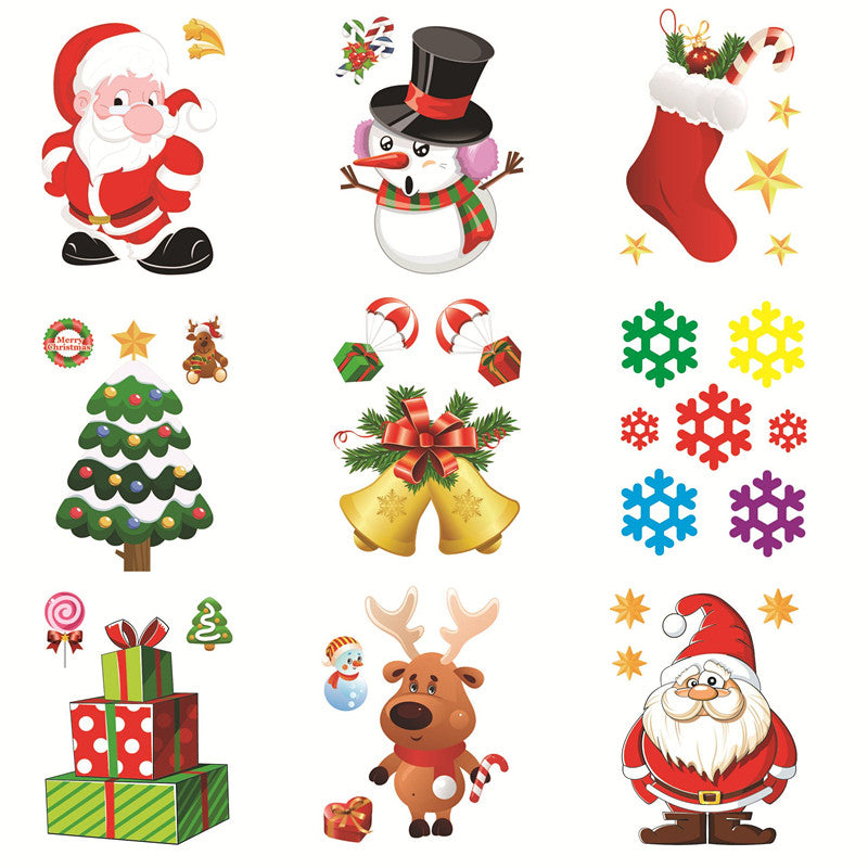 Christmas Window Sticker Santa Claus/Snowman/Elk Glass Sticker Xmas Christmas Decorations for Home Natal New Year Gift Noel eprolo
