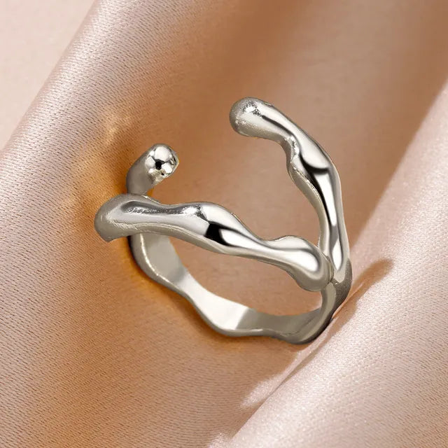 Stainless Steel Rings For Women Men Gold Color Hollow Wide Ring Female Male Party Finger Jewelry Gift Trend Free Shipping eprolo
