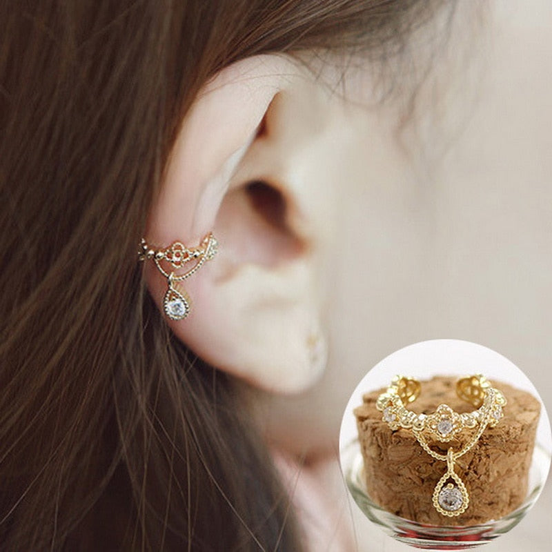 1PC Gold Color Silver Color Figure Shaped Earrings Ear Clip Climbing Climber Ear Cuff Non Pierced Ear Clip Cartilage Earrings eprolo
