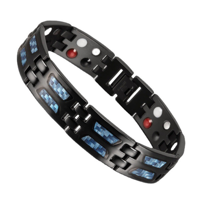 New Carbon Fiber Wide Version Magnet Men's Bracelet Fashion Titanium Steel Magnetic Health Care Bracelet eprolo