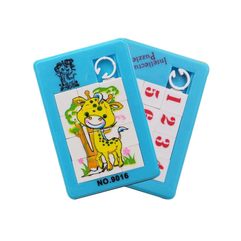 90s Classic Toys Plastic Slide Puzzles Cartoon Animals Panda Tiger Fox Square Mobile Puzzle Jigsaw Educational Toy For Kids Gift eprolo