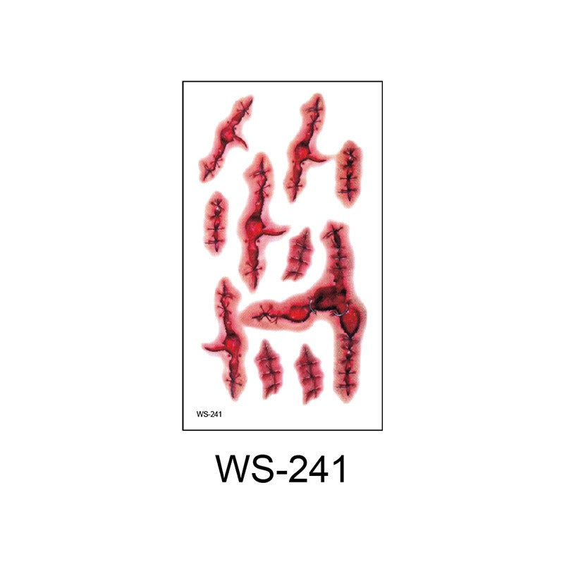 Waterproof Halloween horror wound scar face disposable temporary tattoo scar tattoo sticker eprolo