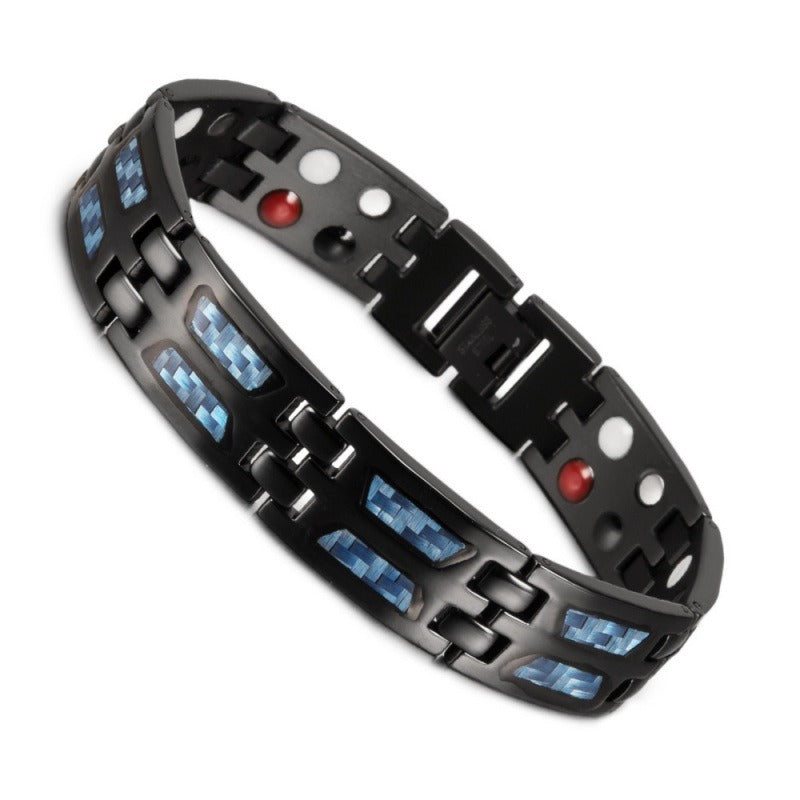 New Carbon Fiber Wide Version Magnet Men's Bracelet Fashion Titanium Steel Magnetic Health Care Bracelet eprolo