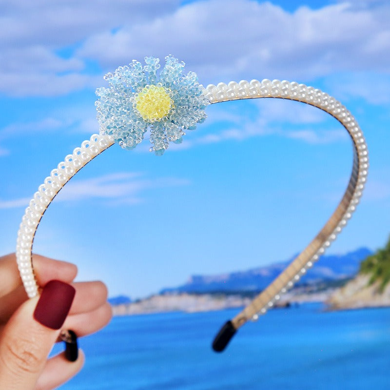 Bride's Hair Accessories Women's Handwoven Knotty Pearl Headband Japanese Korean Headdress Bow Hair Clip Crown Headband eprolo