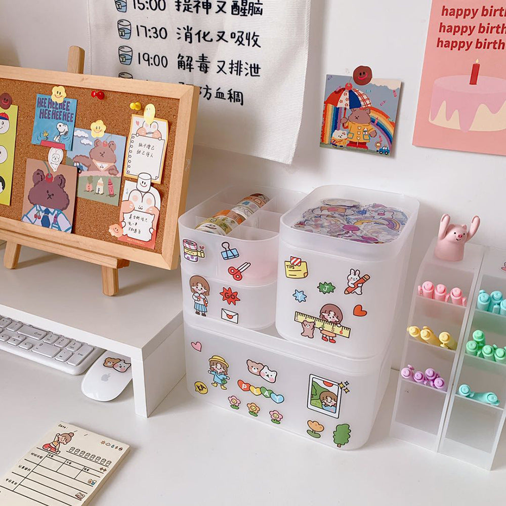 Korean Style Ins Style Desktop Net Red Cosmetic Storage Box Frosted Transparent Student Dormitory Rack Finishing Box Female eprolo