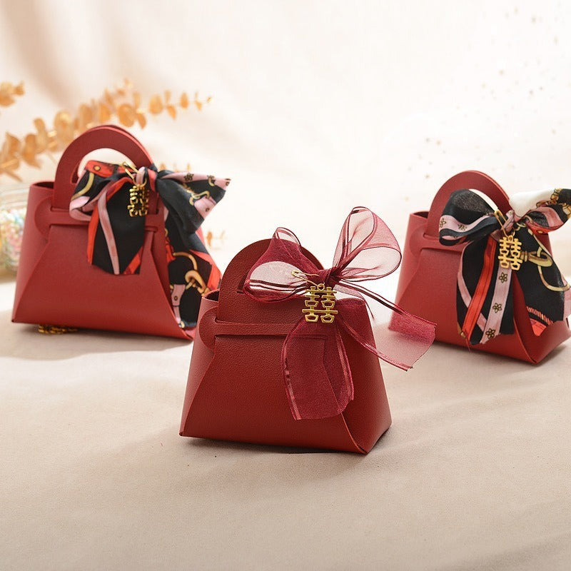 Light Luxury Style PU Leather Handheld Candy Gift Box Wedding Gift with Handheld Gift Wedding Candy Bag eprolo