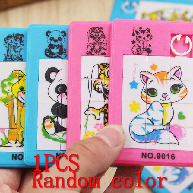 90s Classic Toys Plastic Slide Puzzles Cartoon Animals Panda Tiger Fox Square Mobile Puzzle Jigsaw Educational Toy For Kids Gift eprolo