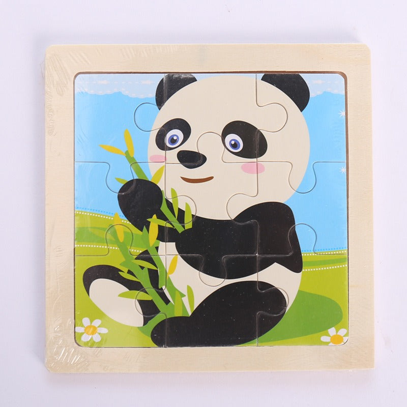 9 Pieces Of Wooden Children's Puzzle Toys Early Childhood Educational Cartoon Animal Transportation Cognitive Puzzle Board eprolo