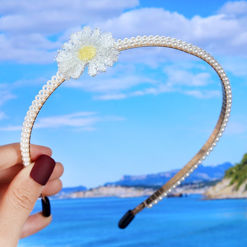 Bride's Hair Accessories Women's Handwoven Knotty Pearl Headband Japanese Korean Headdress Bow Hair Clip Crown Headband eprolo