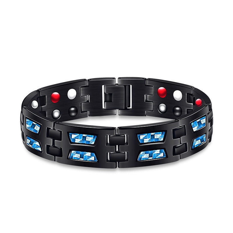 New Carbon Fiber Wide Version Magnet Men's Bracelet Fashion Titanium Steel Magnetic Health Care Bracelet eprolo