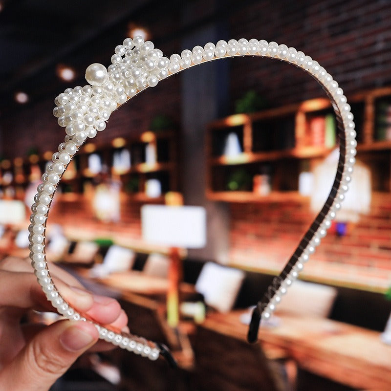 Bride's Hair Accessories Women's Handwoven Knotty Pearl Headband Japanese Korean Headdress Bow Hair Clip Crown Headband eprolo
