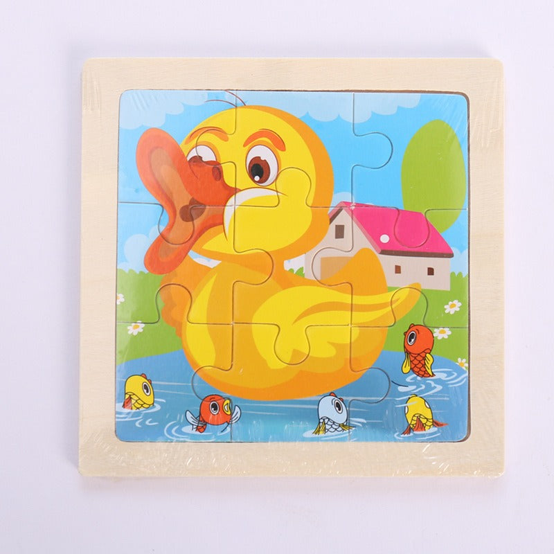 9 Pieces Of Wooden Children's Puzzle Toys Early Childhood Educational Cartoon Animal Transportation Cognitive Puzzle Board eprolo