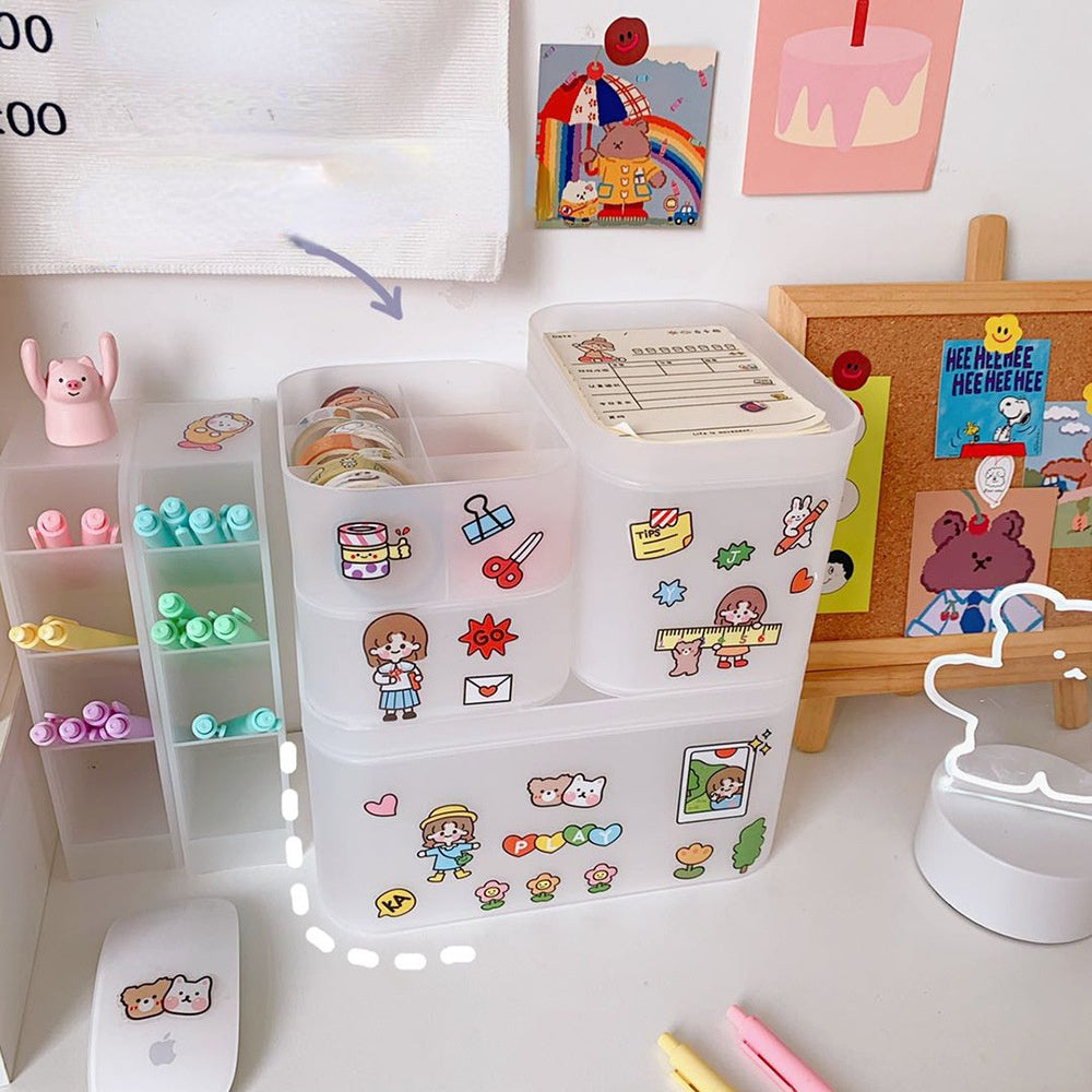 Korean Style Ins Style Desktop Net Red Cosmetic Storage Box Frosted Transparent Student Dormitory Rack Finishing Box Female eprolo