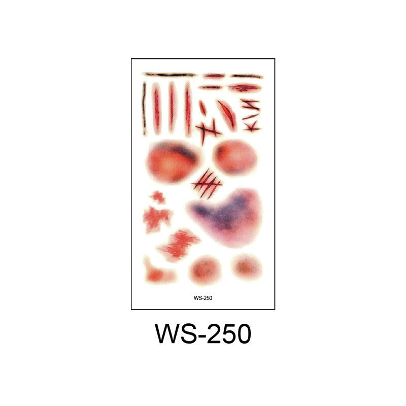 Waterproof Halloween horror wound scar face disposable temporary tattoo scar tattoo sticker eprolo