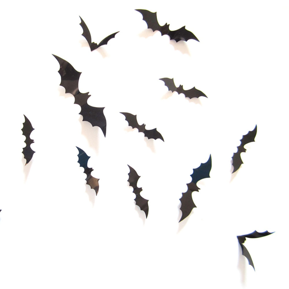 12pcs Halloween Decoration Black 3D DIY PVC Bat Wall Sticker Decal Home Halloween Decoration eprolo
