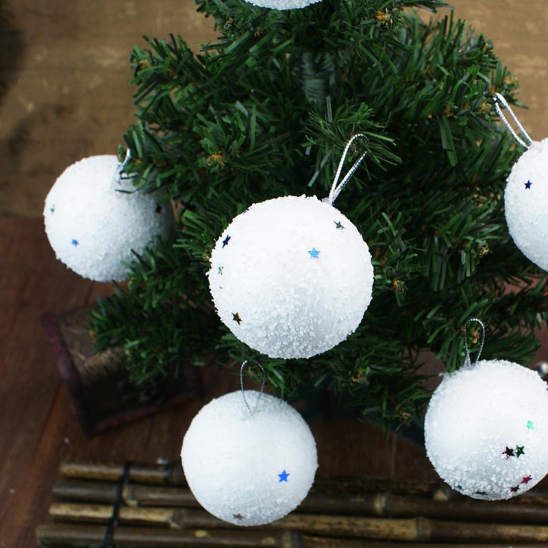 New Fashion 12Pcs 5cm Christmas Decoration White Snowball Party DIY Christmas Tree Ball New Year Decoration Flower Ball Material eprolo