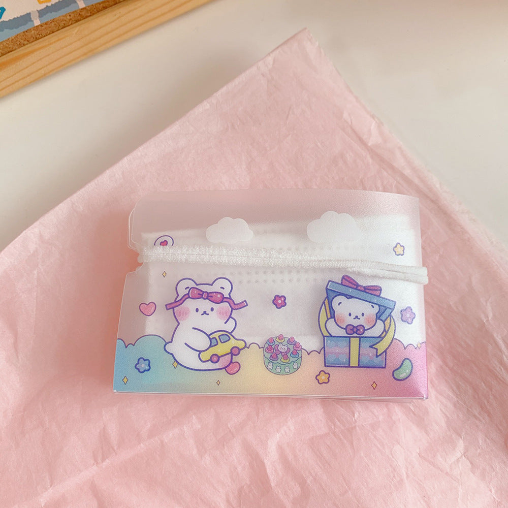 Cute Mask Storage Clip Cartoon Girl Heart Portable Folding Student Adult Temporary Storage Bag Dust-Proof Mini Carry On eprolo