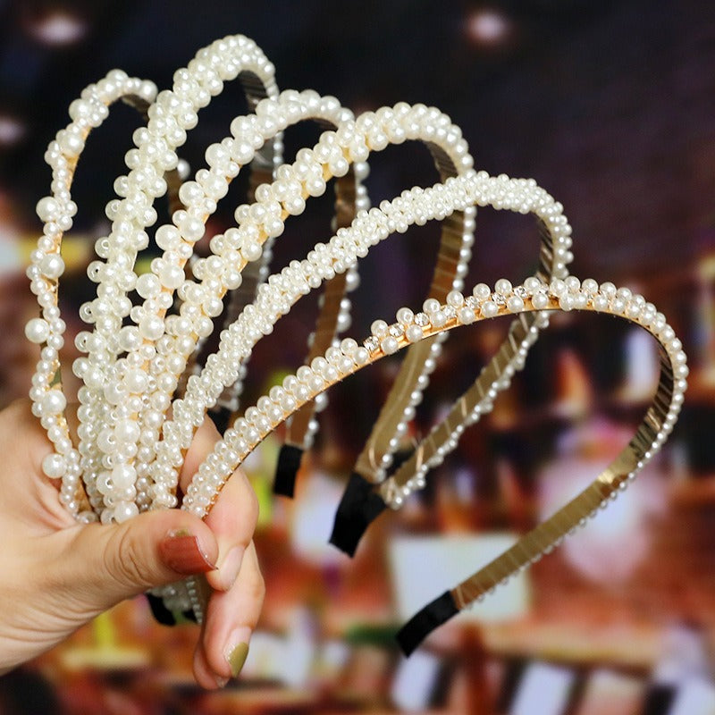 Bride's Hair Accessories Women's Handwoven Knotty Pearl Headband Japanese Korean Headdress Bow Hair Clip Crown Headband eprolo
