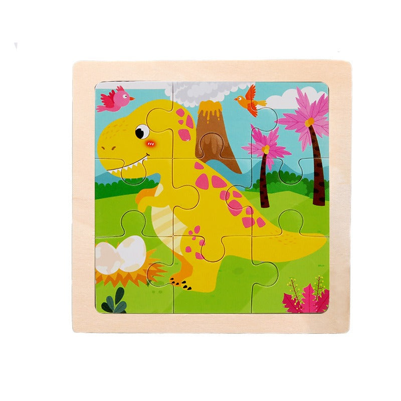 9 Pieces Of Wooden Children's Puzzle Toys Early Childhood Educational Cartoon Animal Transportation Cognitive Puzzle Board eprolo