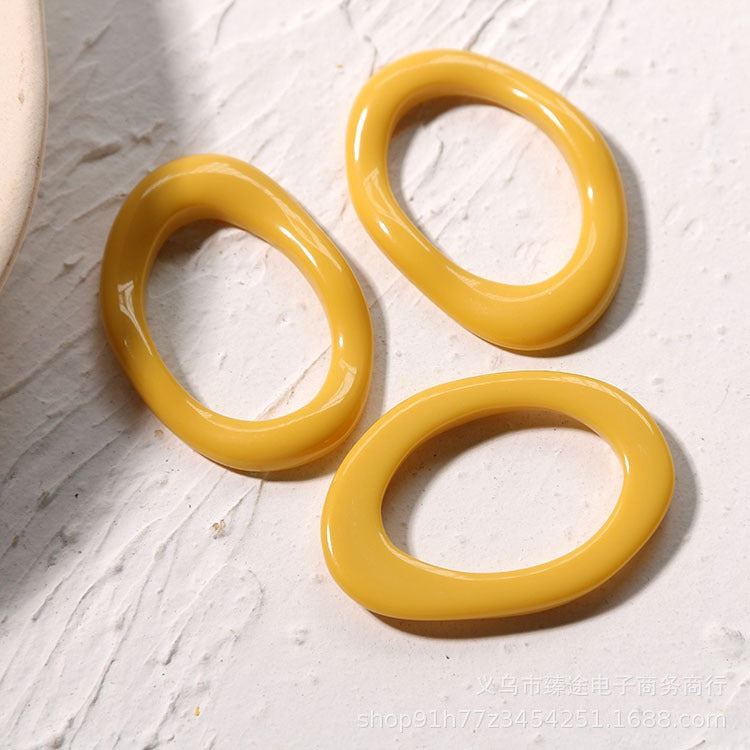 Irregular oval hollow ring frame resin accessories DIY handmade earring headwear material eprolo