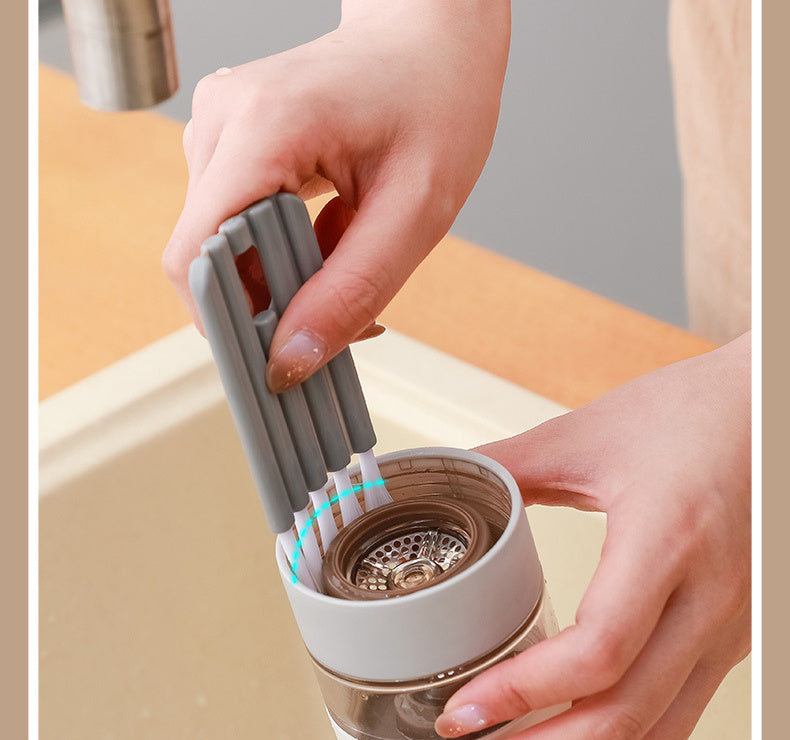 Multifunctional Cup Cover Brush Silk Seam Decontamination Nylon Brush Can Be Bent To Wash Cups New Household Groove Gap Cleaning Brush eprolo