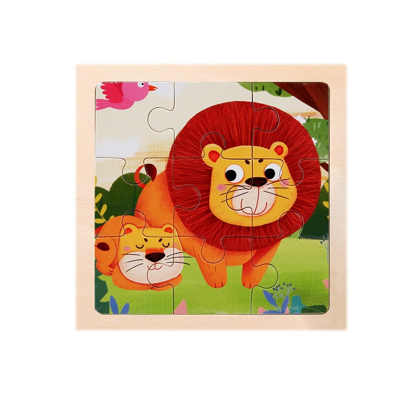 9 Pieces Of Wooden Children's Puzzle Toys Early Childhood Educational Cartoon Animal Transportation Cognitive Puzzle Board eprolo