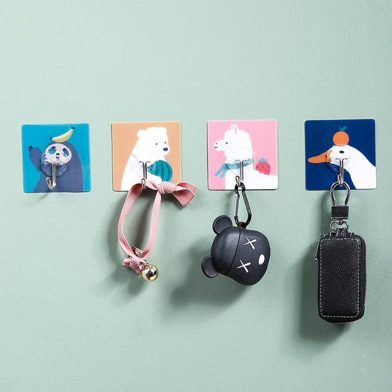 Cute Cartoon Hole-Free Wall Hanging Sticky Hook Seamless Key Coat Creative Kitchen Animal Sticky Hook eprolo