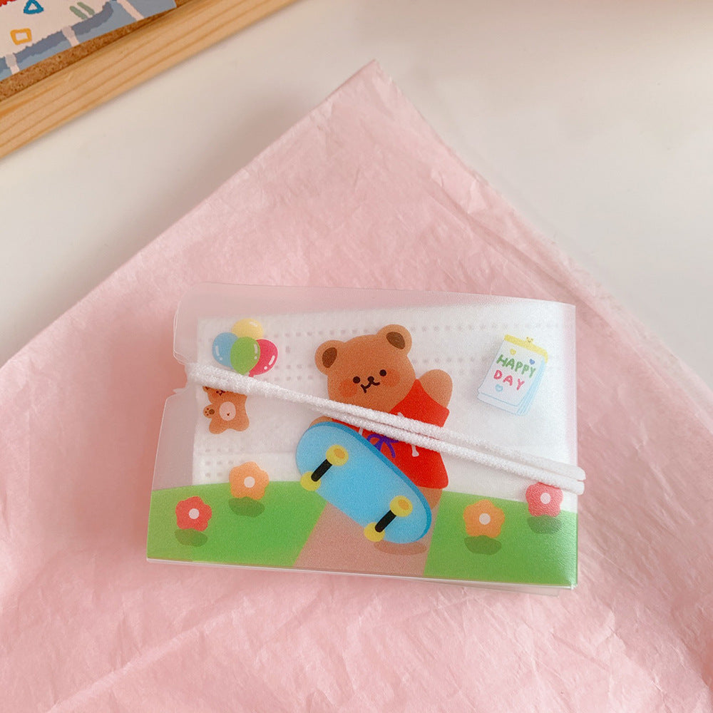 Cute Mask Storage Clip Cartoon Girl Heart Portable Folding Student Adult Temporary Storage Bag Dust-Proof Mini Carry On eprolo