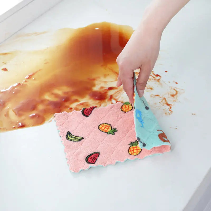 Double-sided Thickened Coral Fleece Household Scouring Pad El Pazar