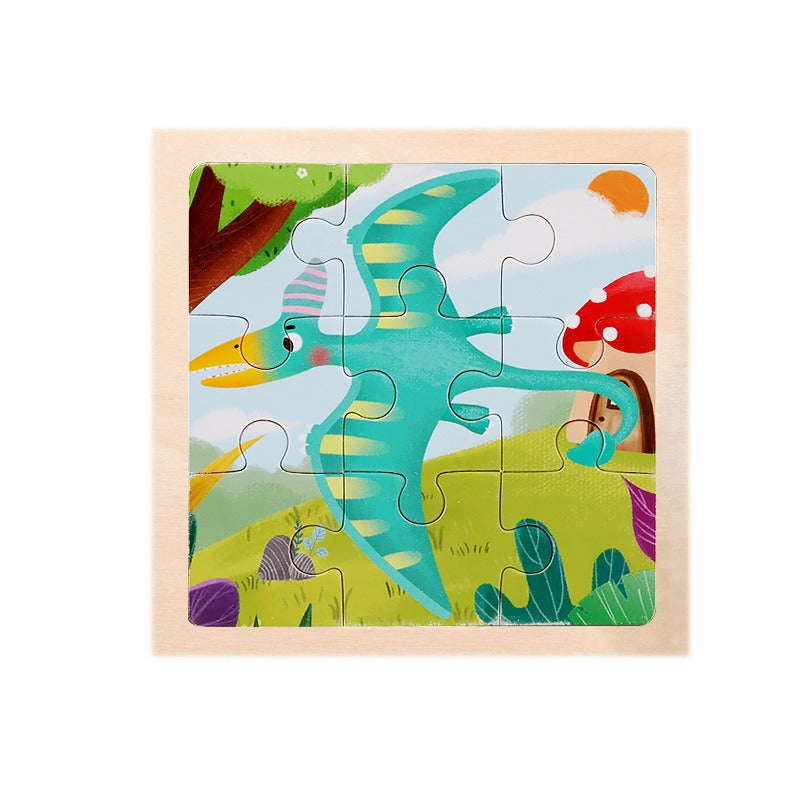 9 Pieces Of Wooden Children's Puzzle Toys Early Childhood Educational Cartoon Animal Transportation Cognitive Puzzle Board eprolo
