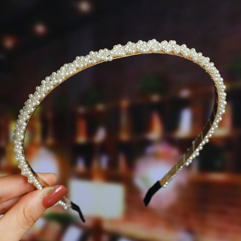 Bride's Hair Accessories Women's Handwoven Knotty Pearl Headband Japanese Korean Headdress Bow Hair Clip Crown Headband eprolo