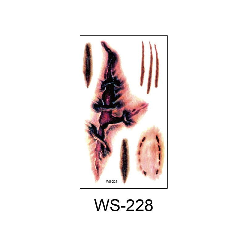 Waterproof Halloween horror wound scar face disposable temporary tattoo scar tattoo sticker eprolo