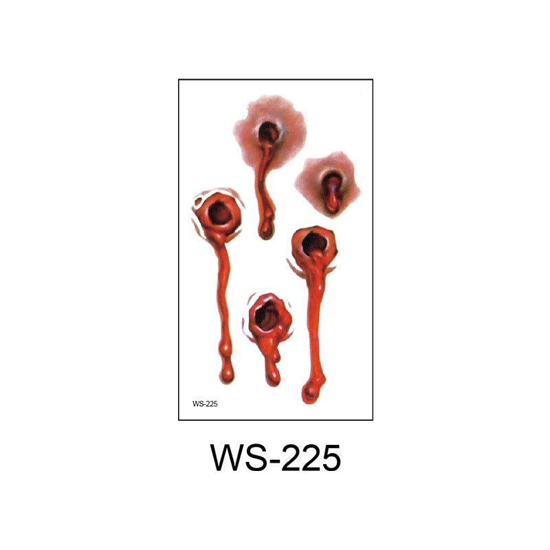 Waterproof Halloween horror wound scar face disposable temporary tattoo scar tattoo sticker eprolo