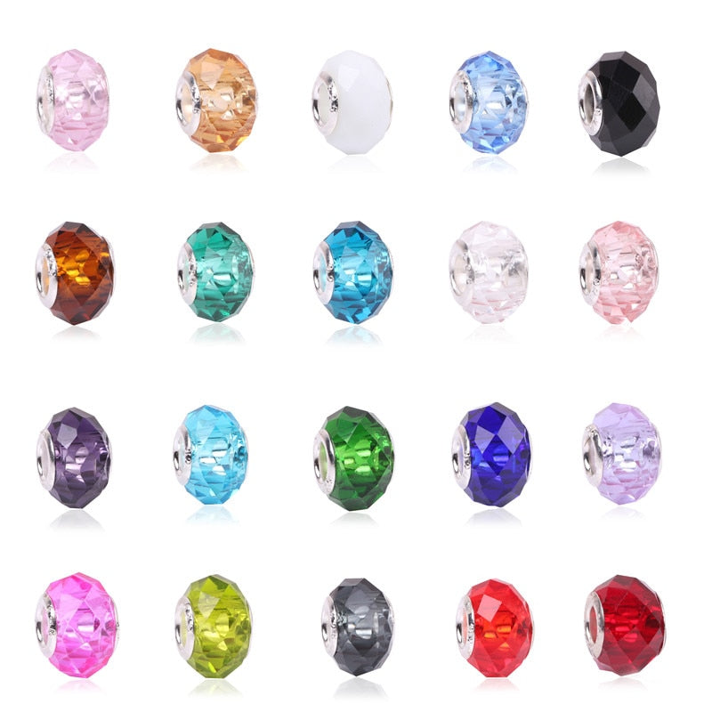 Colorful Big Crystal Facets Beads Fit Pandora Bracelet Charms European Fashion Women DIYJewelry Accessories eprolo