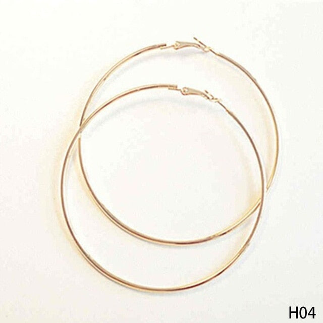 Personality Super Big Circles Hoop Earrings For Women Fashion Gold Silver Color Jewelry Trendy Retro Big Round Circle Earrings eprolo