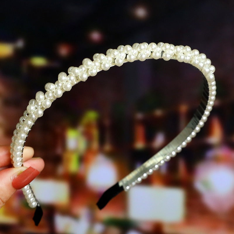Bride's Hair Accessories Women's Handwoven Knotty Pearl Headband Japanese Korean Headdress Bow Hair Clip Crown Headband eprolo