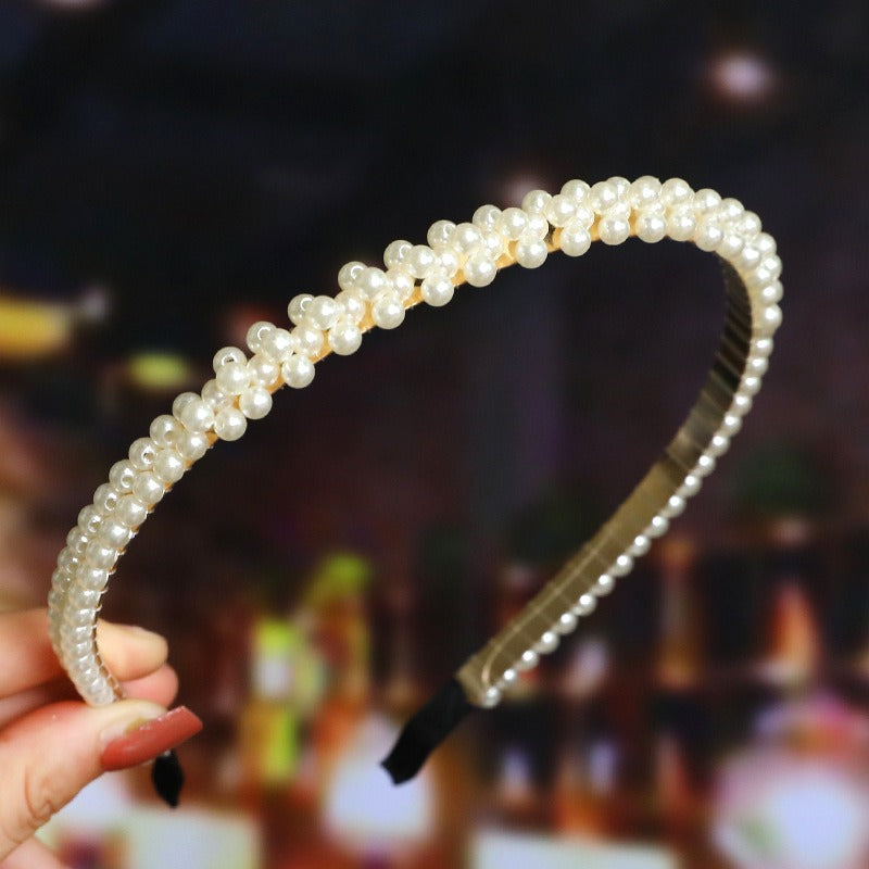 Bride's Hair Accessories Women's Handwoven Knotty Pearl Headband Japanese Korean Headdress Bow Hair Clip Crown Headband eprolo