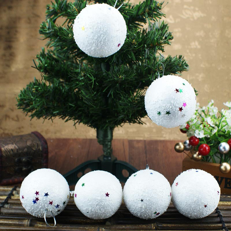 New Fashion 12Pcs 5cm Christmas Decoration White Snowball Party DIY Christmas Tree Ball New Year Decoration Flower Ball Material eprolo