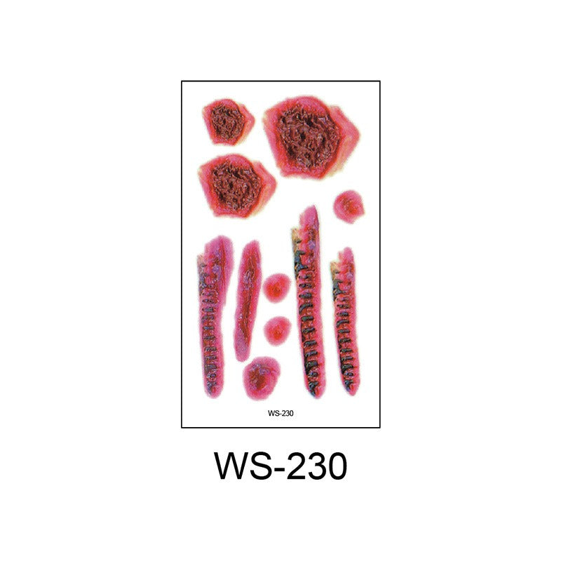 Waterproof Halloween horror wound scar face disposable temporary tattoo scar tattoo sticker eprolo