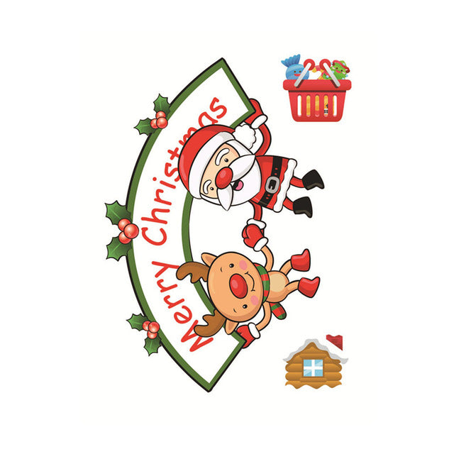 Christmas Window Sticker Santa Claus/Snowman/Elk Glass Sticker Xmas Christmas Decorations for Home Natal New Year Gift Noel eprolo