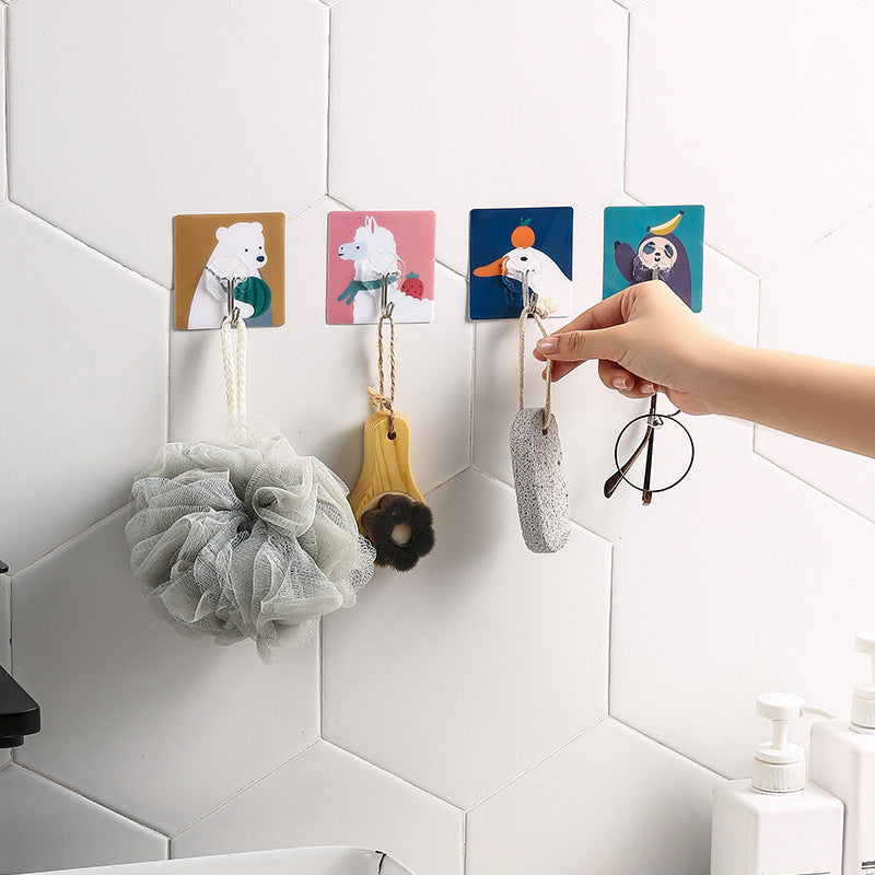Cute Cartoon Hole-Free Wall Hanging Sticky Hook Seamless Key Coat Creative Kitchen Animal Sticky Hook eprolo