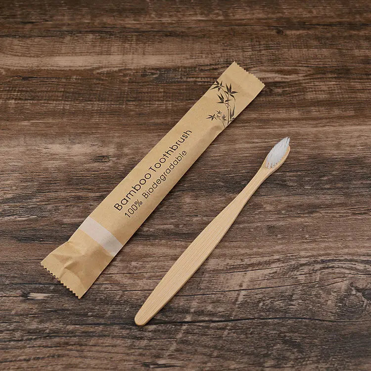 Flat Bamboo Toothbrush Kraft Paper Bag Toothbrush El Pazar