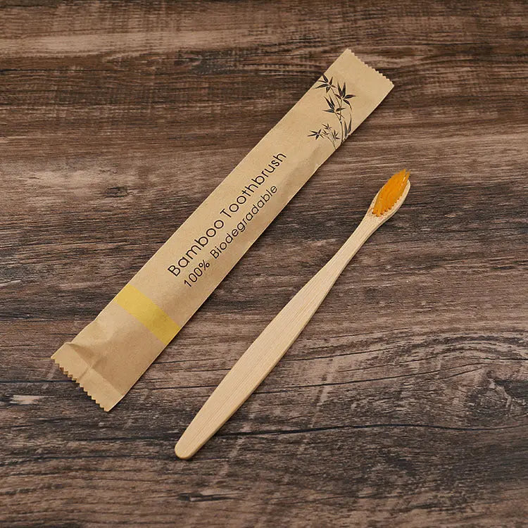 Flat Bamboo Toothbrush Kraft Paper Bag Toothbrush El Pazar