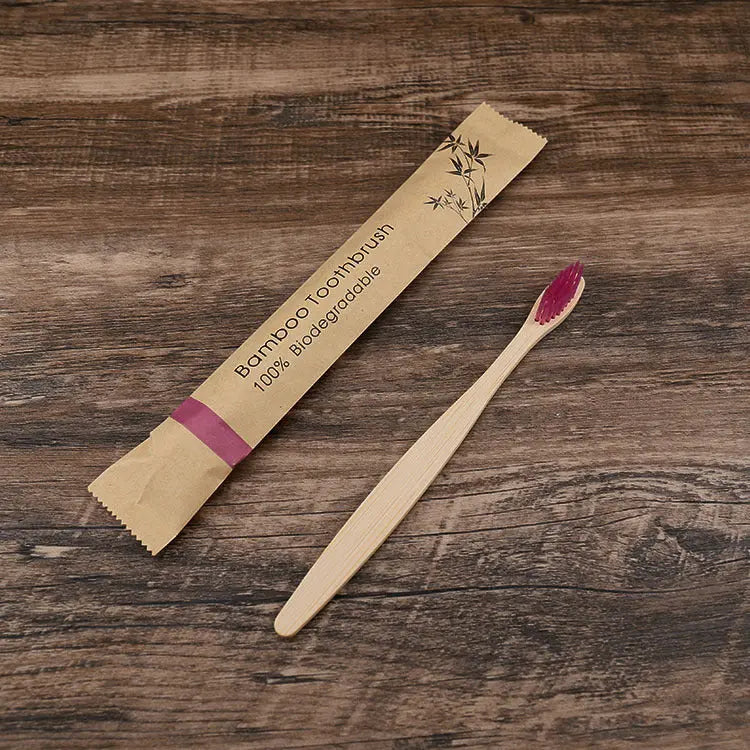 Flat Bamboo Toothbrush Kraft Paper Bag Toothbrush El Pazar