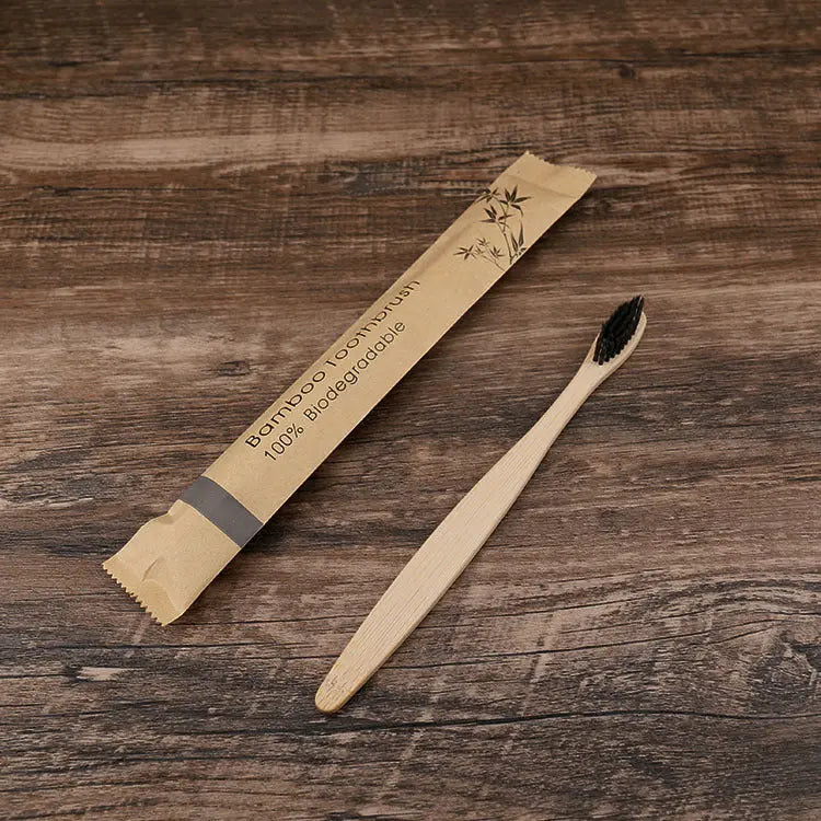 Flat Bamboo Toothbrush Kraft Paper Bag Toothbrush El Pazar