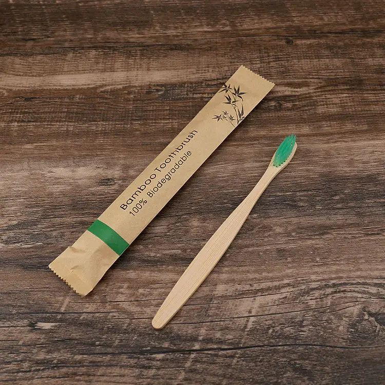 Flat Bamboo Toothbrush Kraft Paper Bag Toothbrush El Pazar