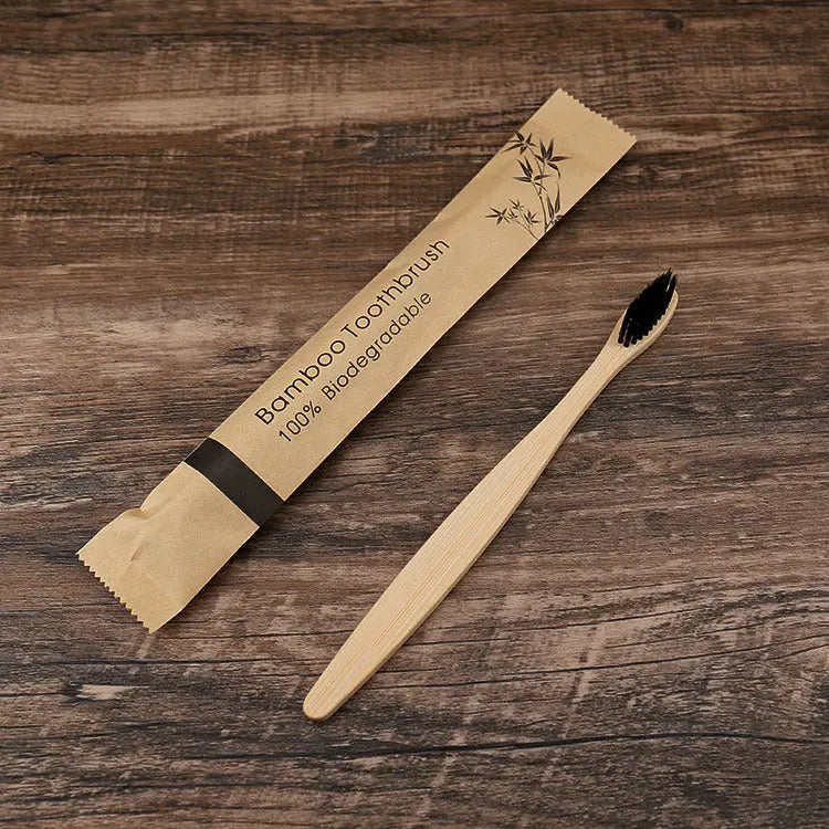 Flat Bamboo Toothbrush Kraft Paper Bag Toothbrush El Pazar