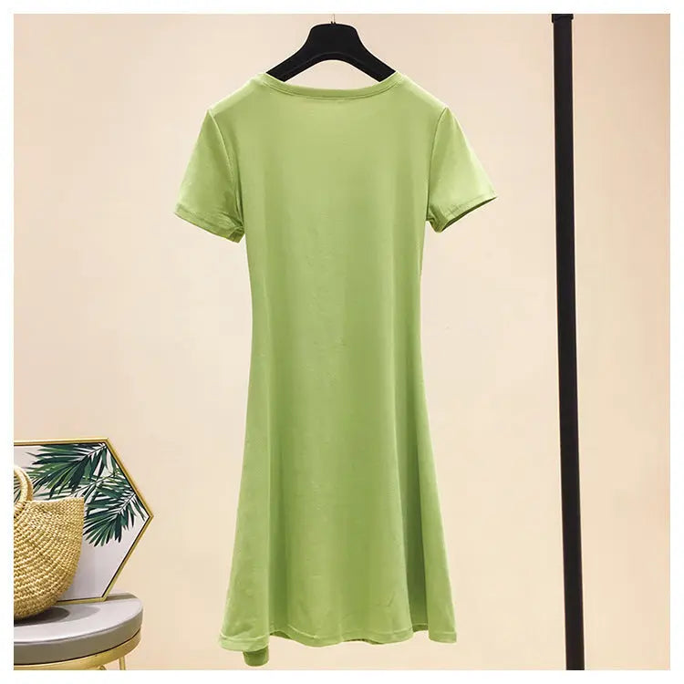 Fruit green careful waist short-sleeved dress women El Pazar