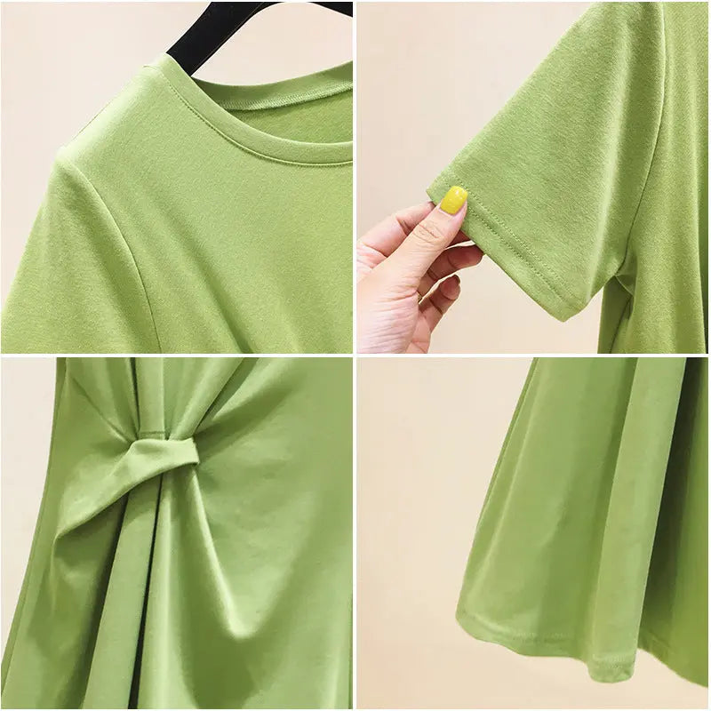Fruit-green-careful-waist-short-sleeved-dress-women-El-Pazar-Girls-Dress