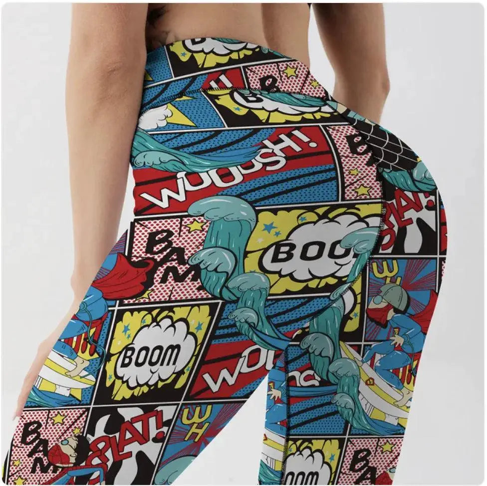 High-Waist Stretch Yoga Leggings for Women, Painted Pattern El Pazar